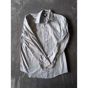 Express Men 1MX Modern Fit Shirt Light Grey Long Sleeve Button Down XL 17-17.5